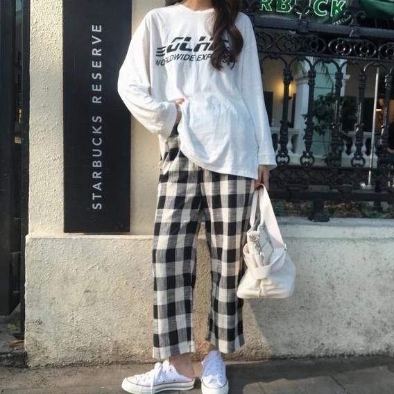 Buy Plaid Wide Leg Weekend Pants by White Market