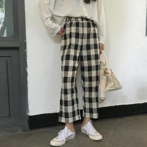 Buy Plaid Wide Leg Weekend Pants by White Market