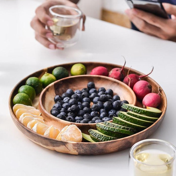 Wooden Plate for Snacks, Fruits, Candy and Appetizers