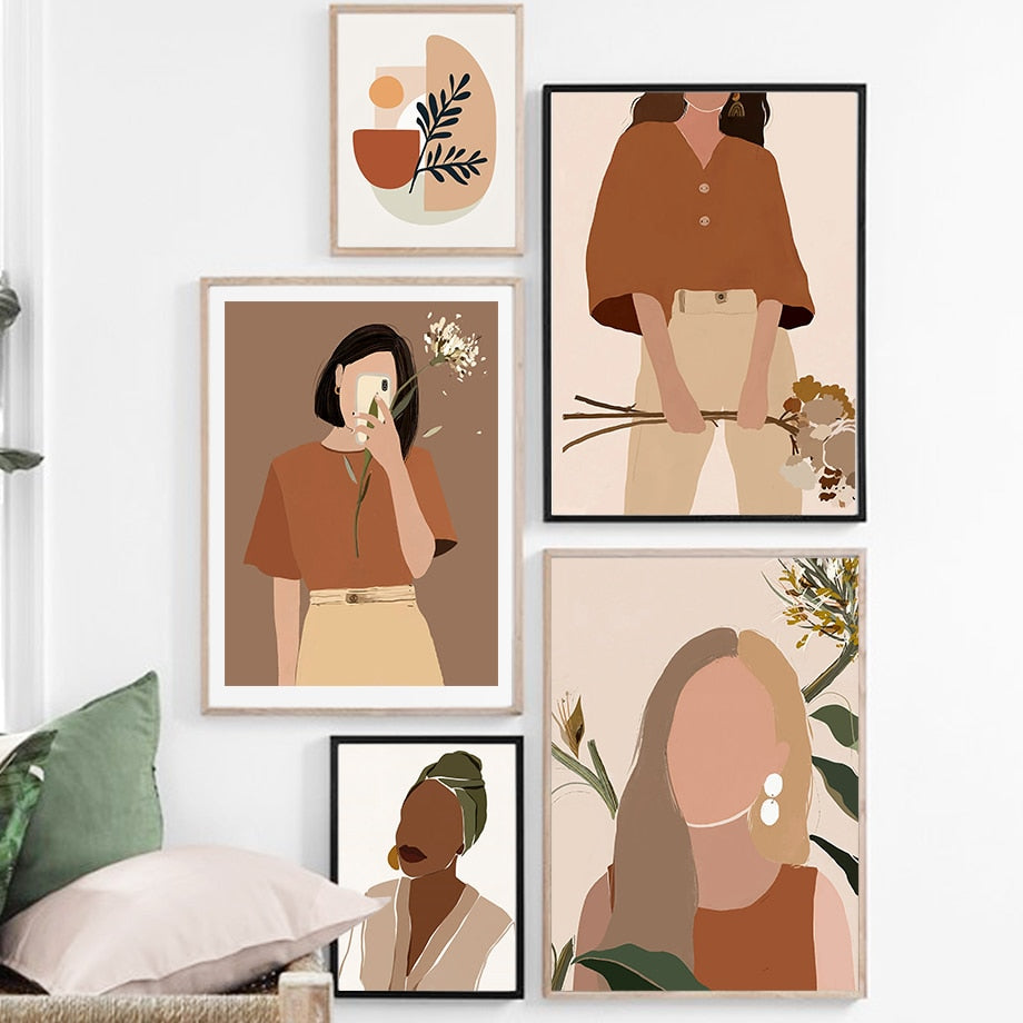 Buy Nordic Wall Art Prints of Women in Orange by Faz
