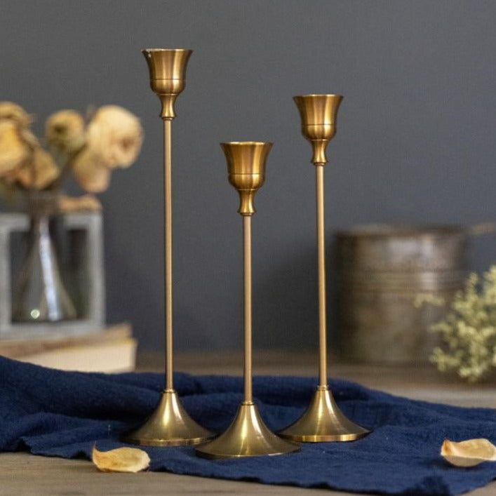Buy Retro Bronze Candle Holders by Faz