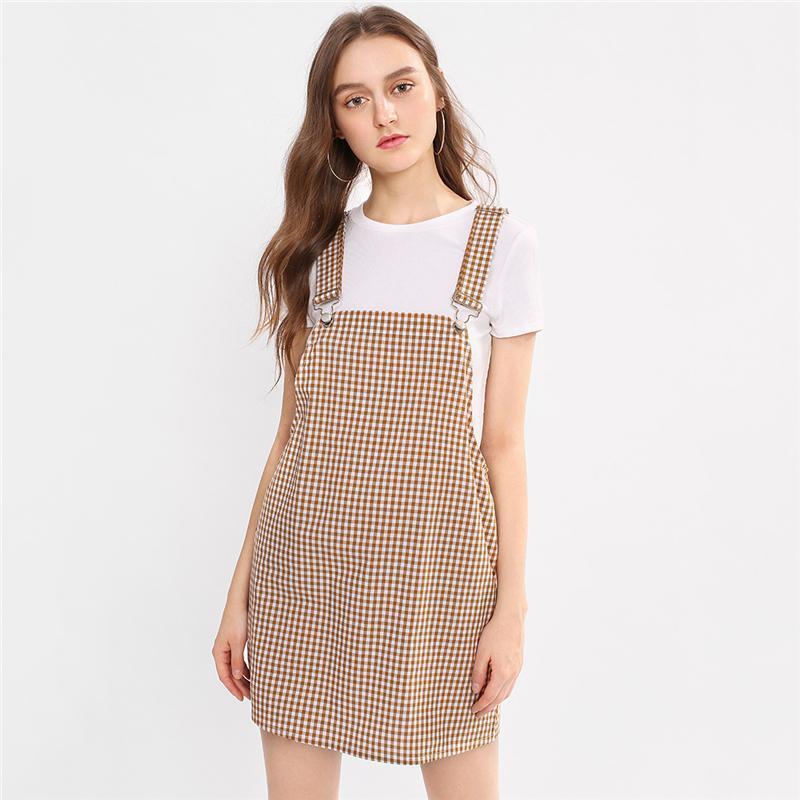 Buy Yellow Plaid Overall Skirt by White Market