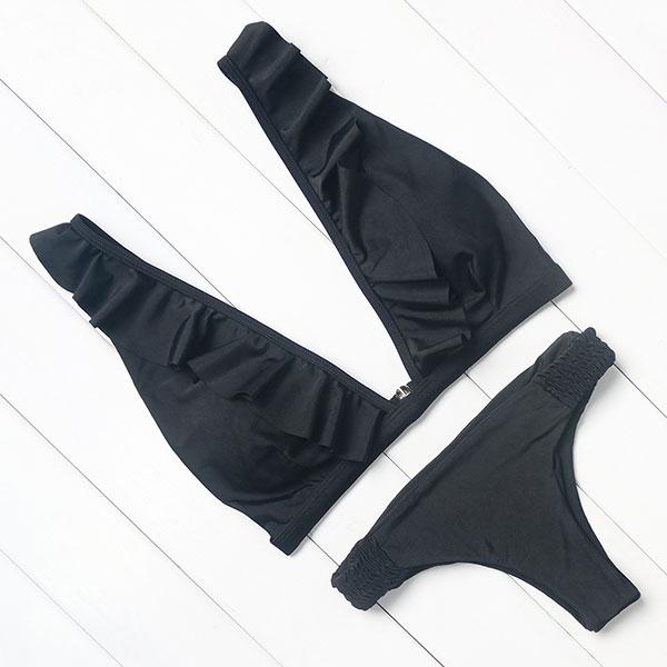 Buy Simple Ruffled Bikini Set by White Market