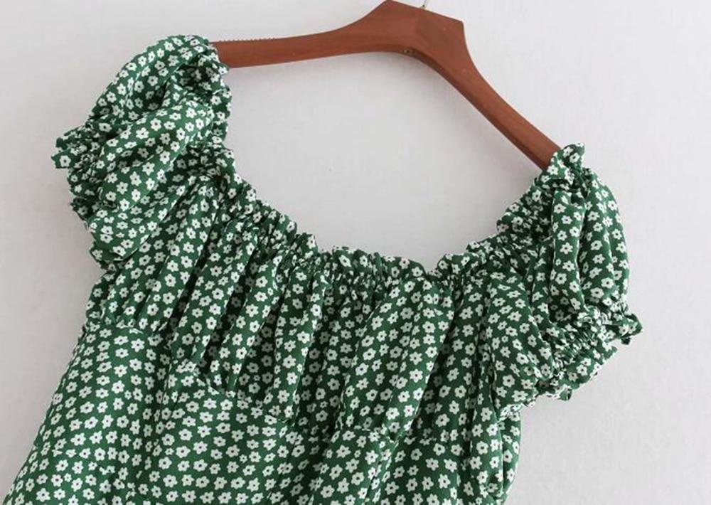 Buy Green Ruffled Floral Dress by White Market