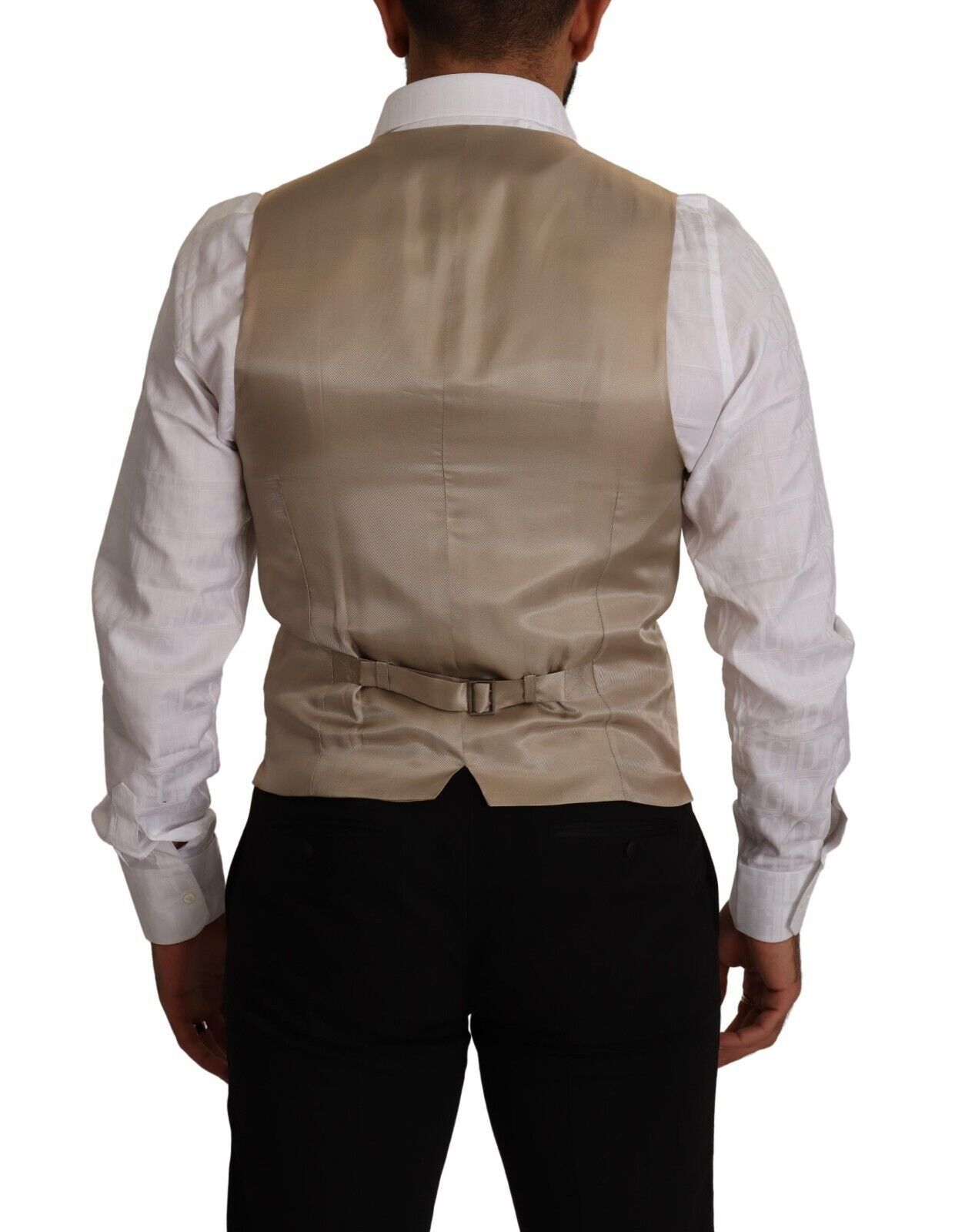 Beige Cotton Silk Formal Dress Vest