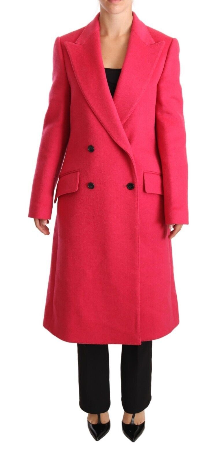 Elegant Pink Wool-Cashmere Coat