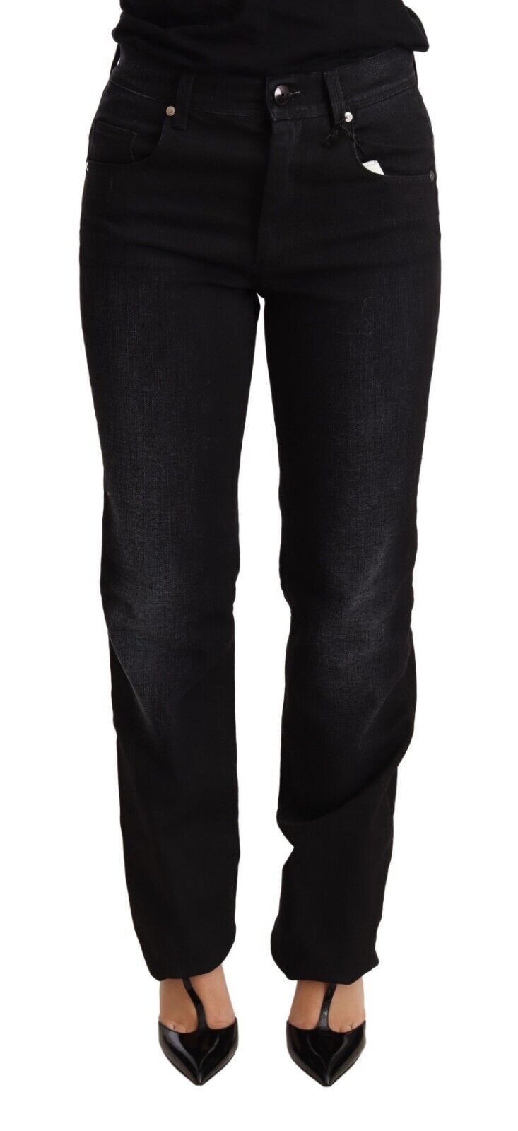 Chic Black Washed Straight Cut Jeans