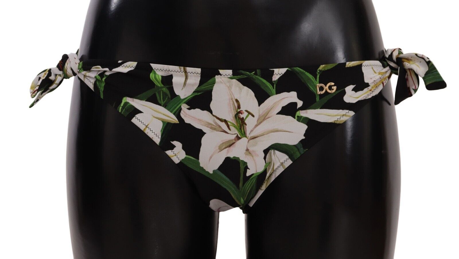 Bikini Bottom Black Lily Print Swimsuit Swimwear