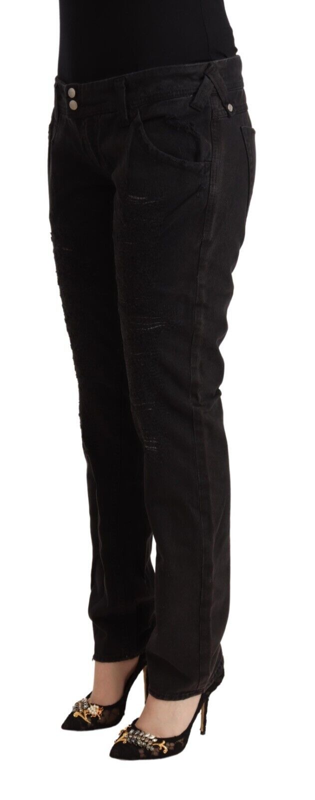 Chic Low Waist Black Slim Fit Jeans