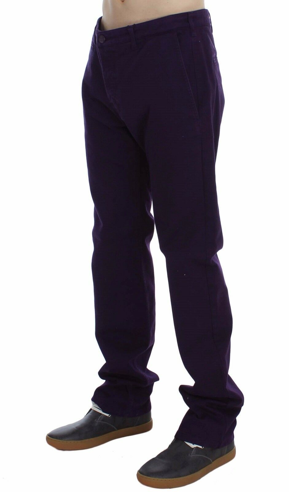 Purple Cotton Stretch Slim Chinos