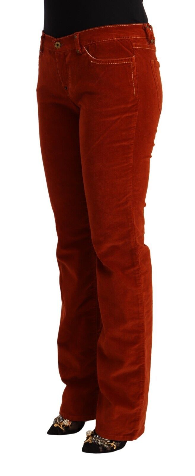 Chic Red Low Waist Straight Cut Jeans
