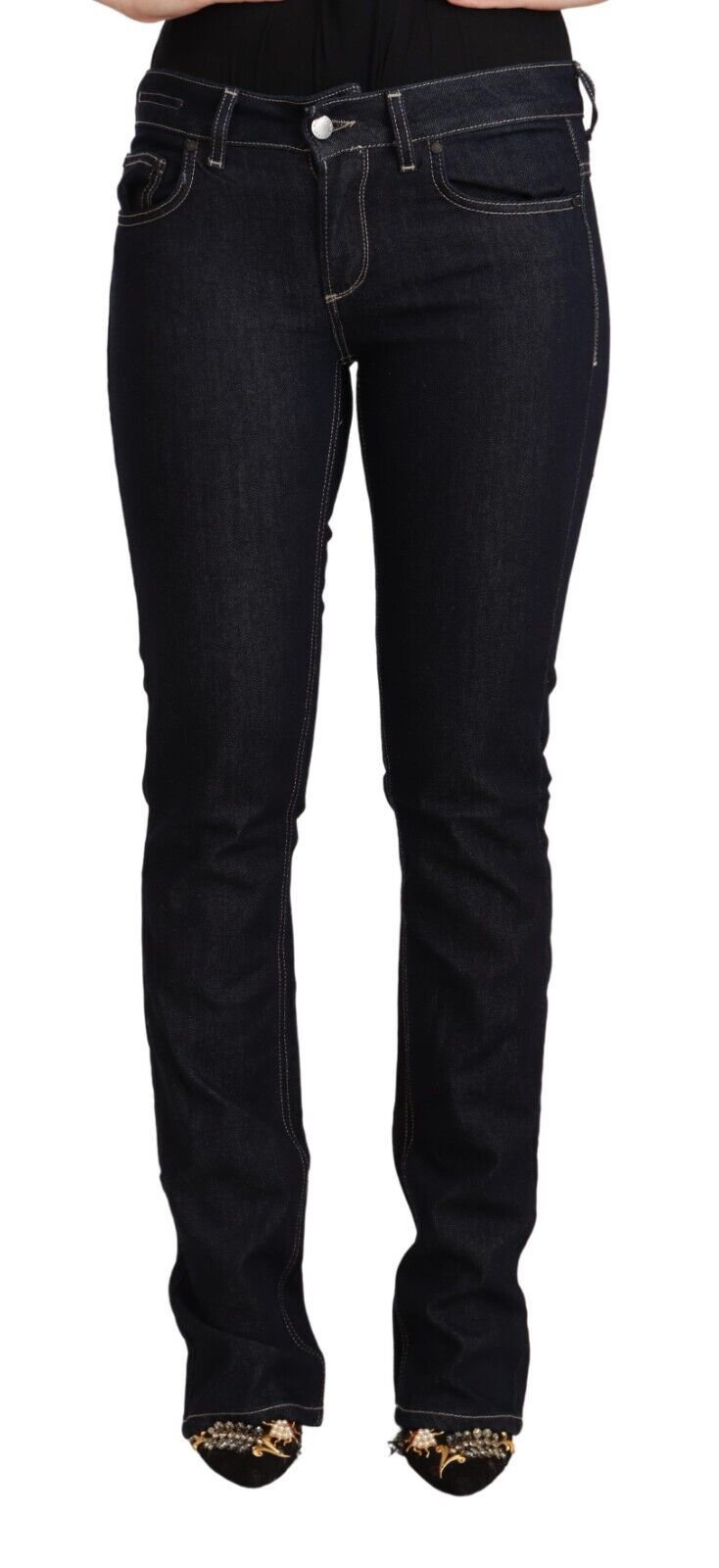 Chic Low Waist Skinny Jeans in Timeless Black