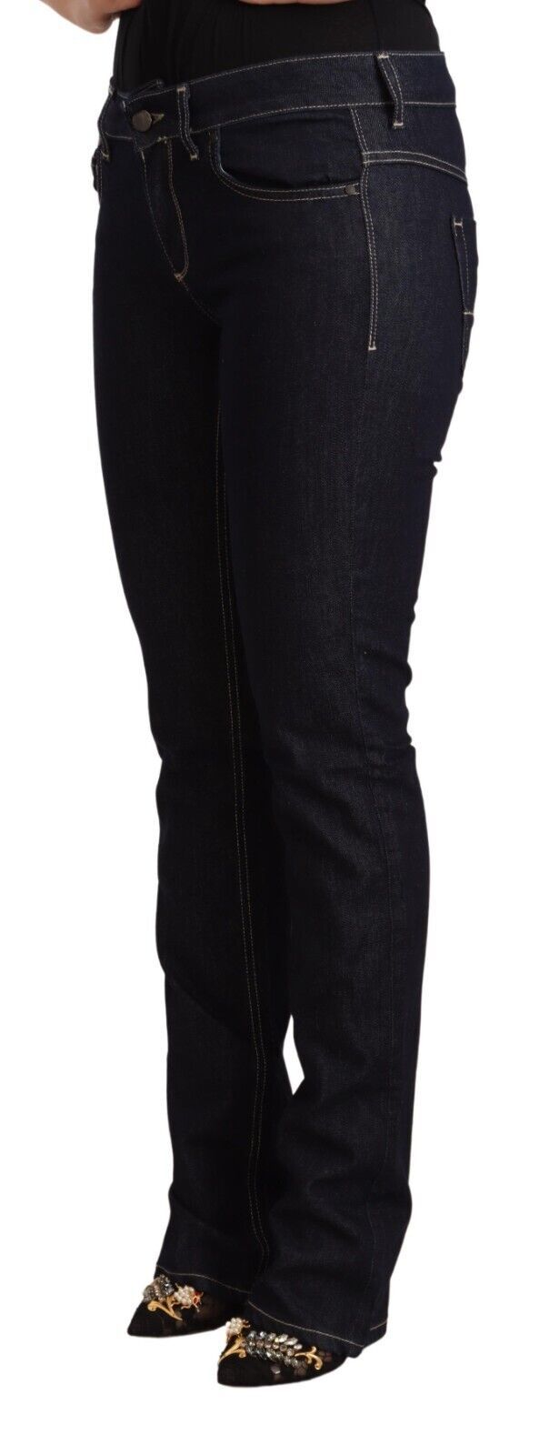 Chic Low Waist Skinny Jeans in Timeless Black