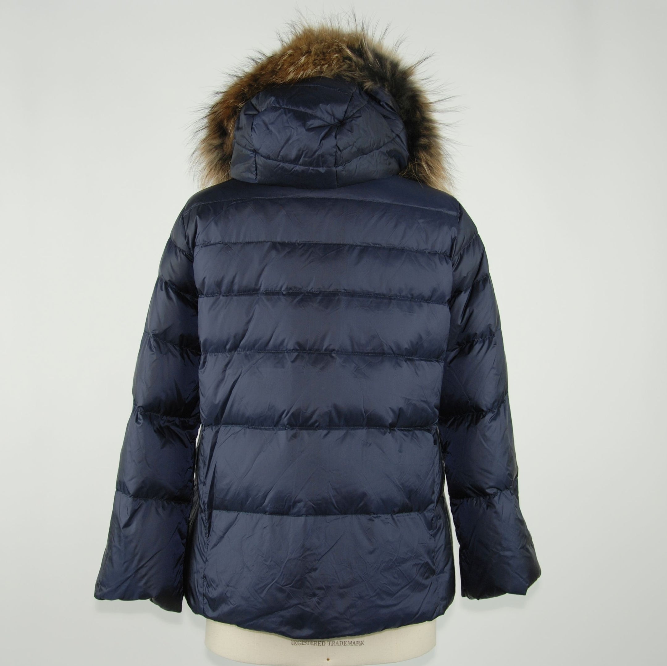Chic Blue Polyamide Jacket with Detachable Fur