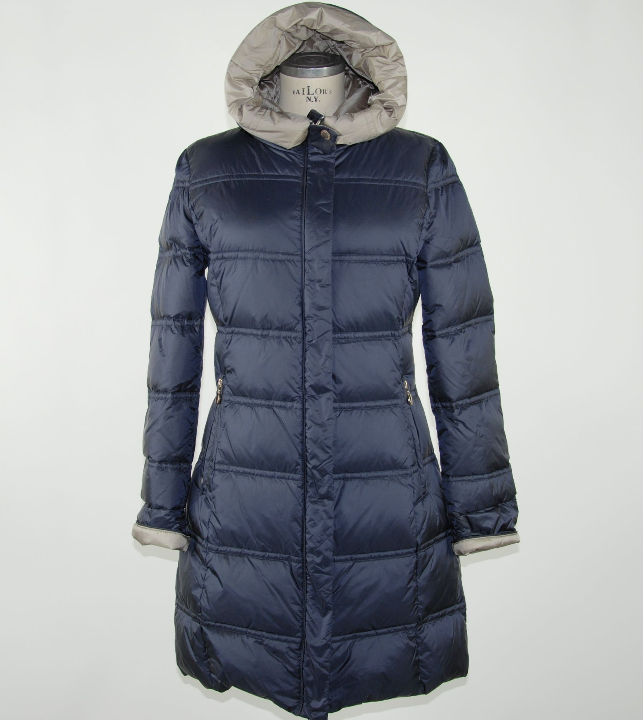 Chic Blue Polyester Down Jacket
