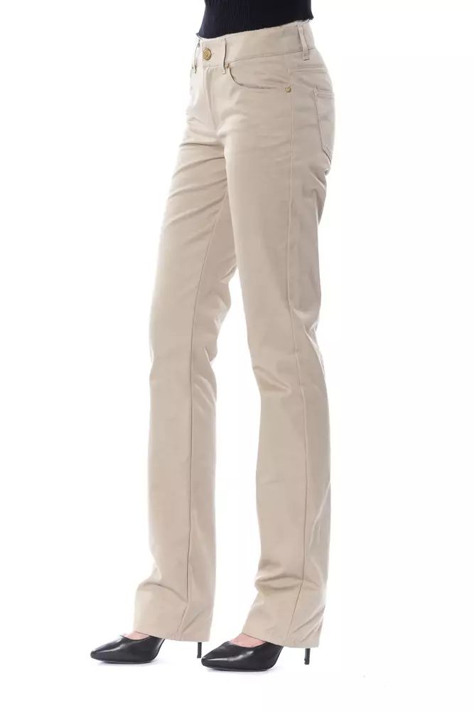 Elegant Beige Cotton Trousers