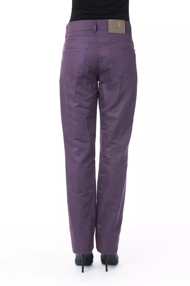 Chic Purple Cotton-Blend Trousers