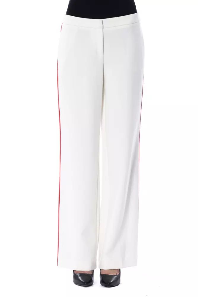 Elegant White Stripe-Detailed Trousers