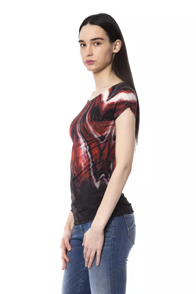 Chic Multicolor Printed Round Neck Tee
