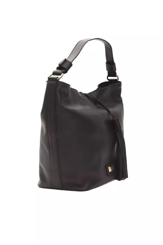 Sleek Black Leather Shoulder Bag