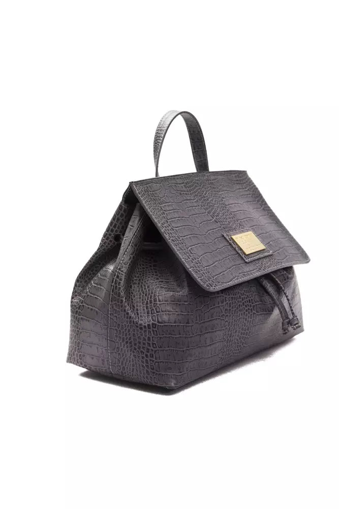 Convertible Croc-Print Leather Handbag