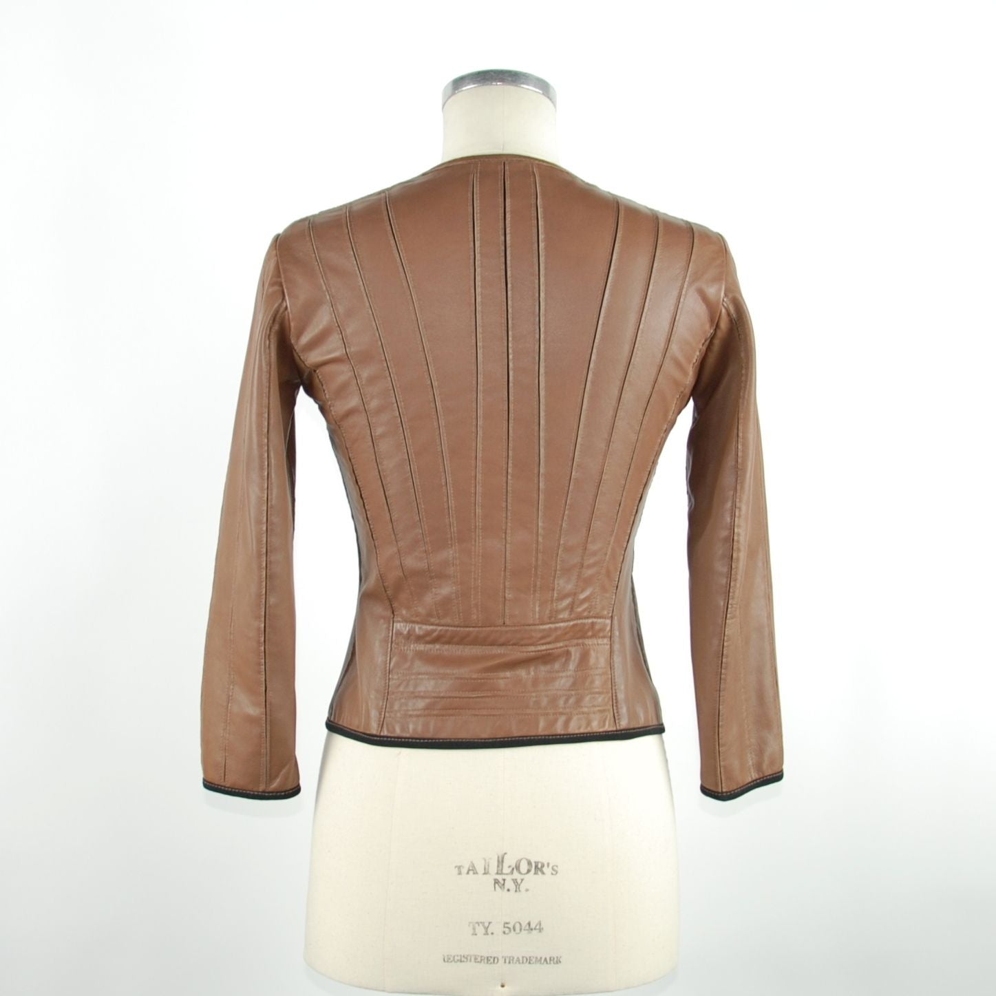 Chic Brown Leather Jacket with Slim Fit