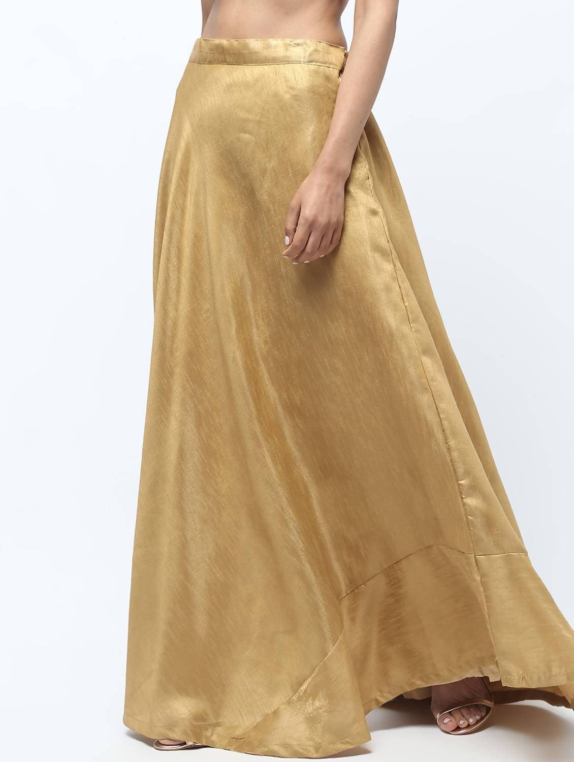 Buy Cheera Golden Color Silk Blend Long Skirt by Distacart