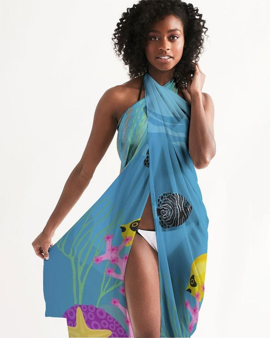 Buy Sheer Aquatic Blue Swimsuit Cover Up by inQue.Style