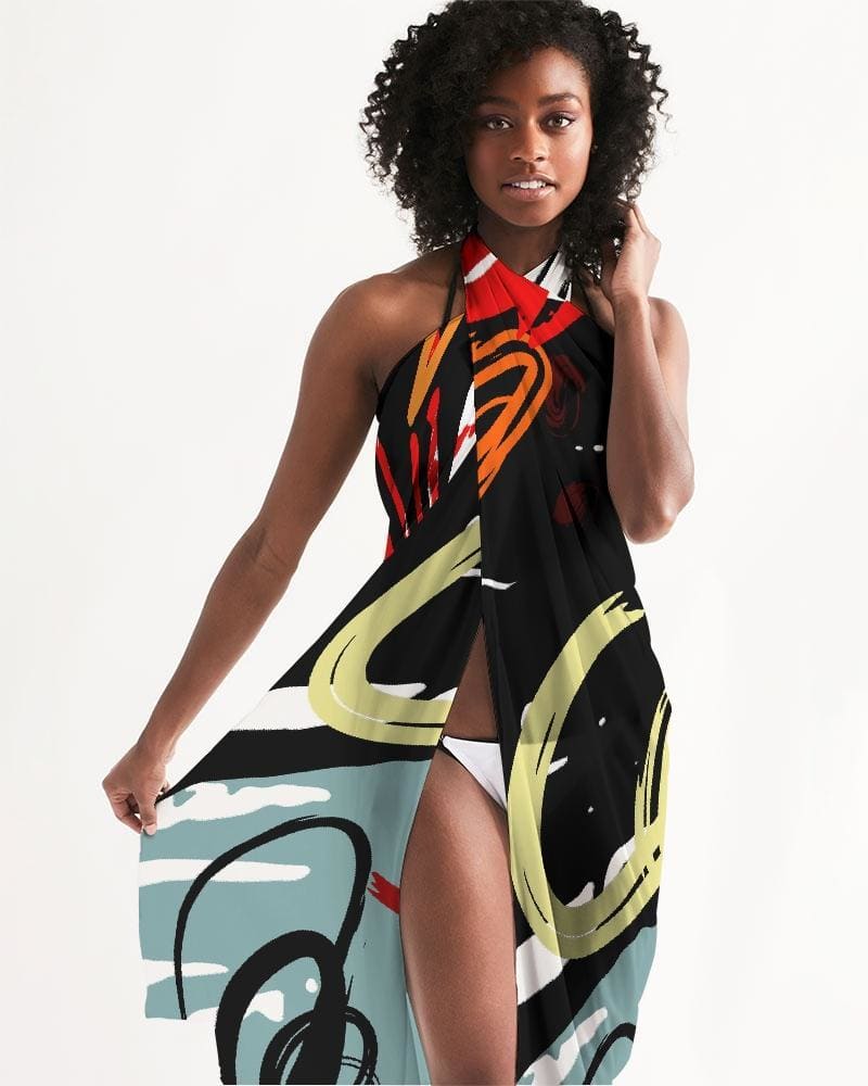 Buy Sheer Circular Multicolor Red Swimsuit Cover Up by inQue.Style