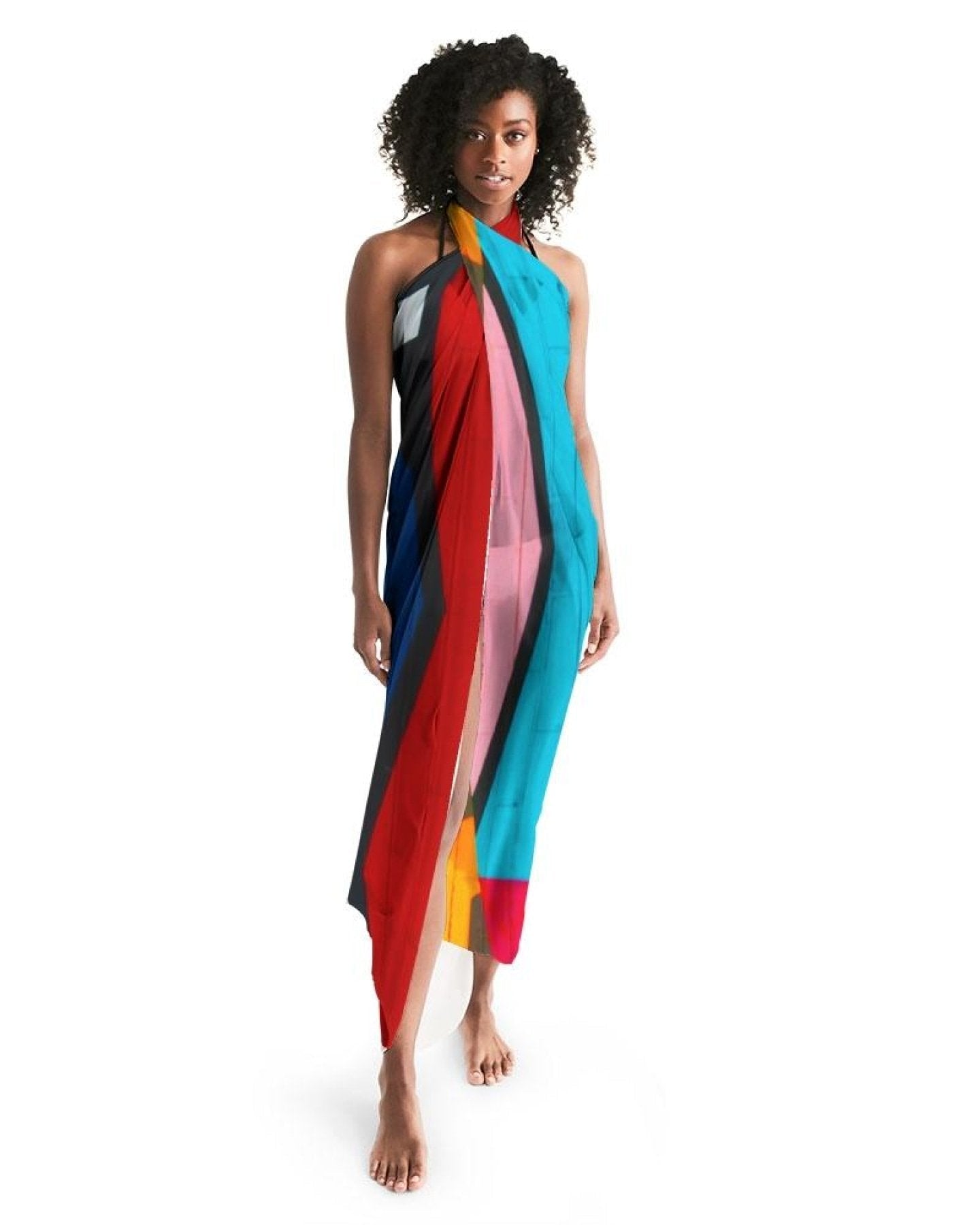 Sheer Colorblock Multicolor Swimsuit Cover Up