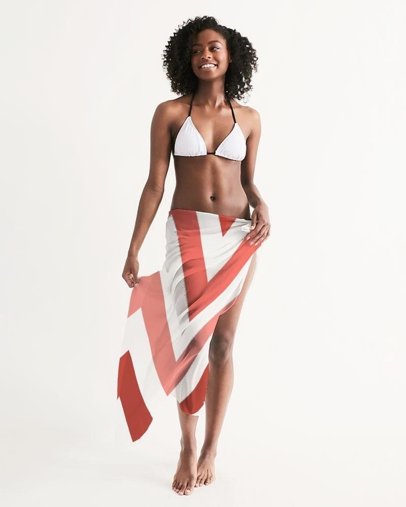 Buy Sheer Herringbone Red Swimsuit Cover Up by inQue.Style