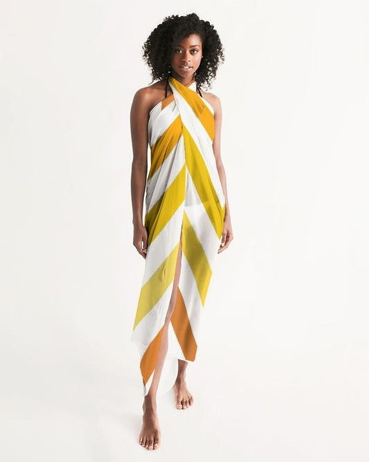Buy Sheer Herringbone Yellow Swimsuit Cover Up by inQue.Style