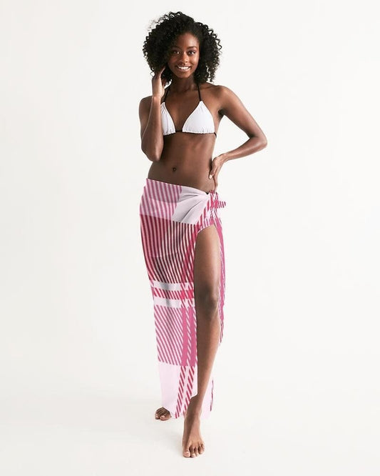 Buy Sheer Plaid Pink Swimsuit Cover Up by inQue.Style