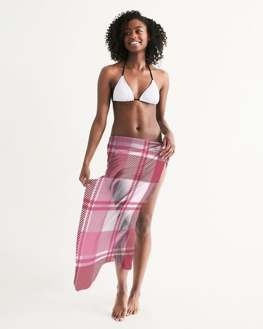 Buy Sheer Plaid Pink Swimsuit Cover Up by inQue.Style
