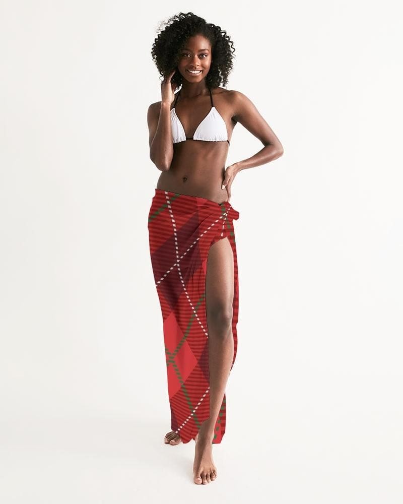 Buy Sheer Plaid Red Swimsuit Cover Up by inQue.Style