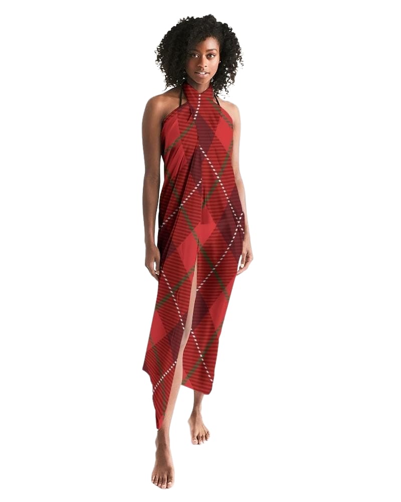 Buy Sheer Plaid Red Swimsuit Cover Up by inQue.Style