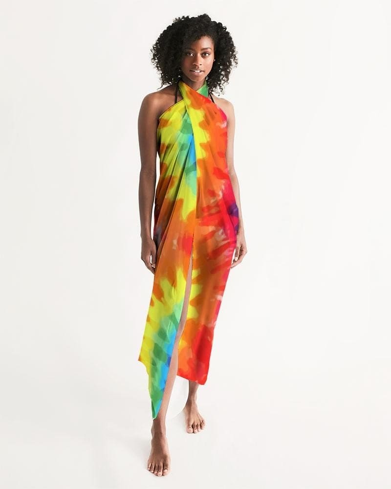 Sheer Rainbow Tie Dye Swimsuit Cover Up
