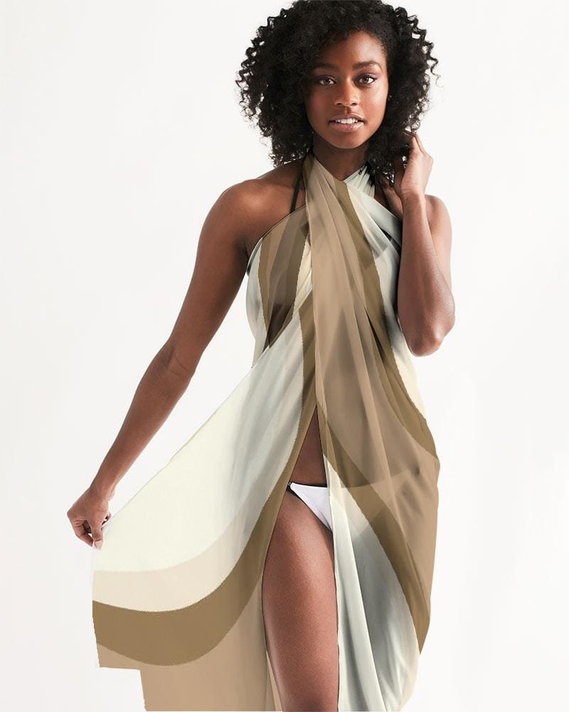 Sheer Sarong Swimsuit Cover Up Wrap / Brown Swirl