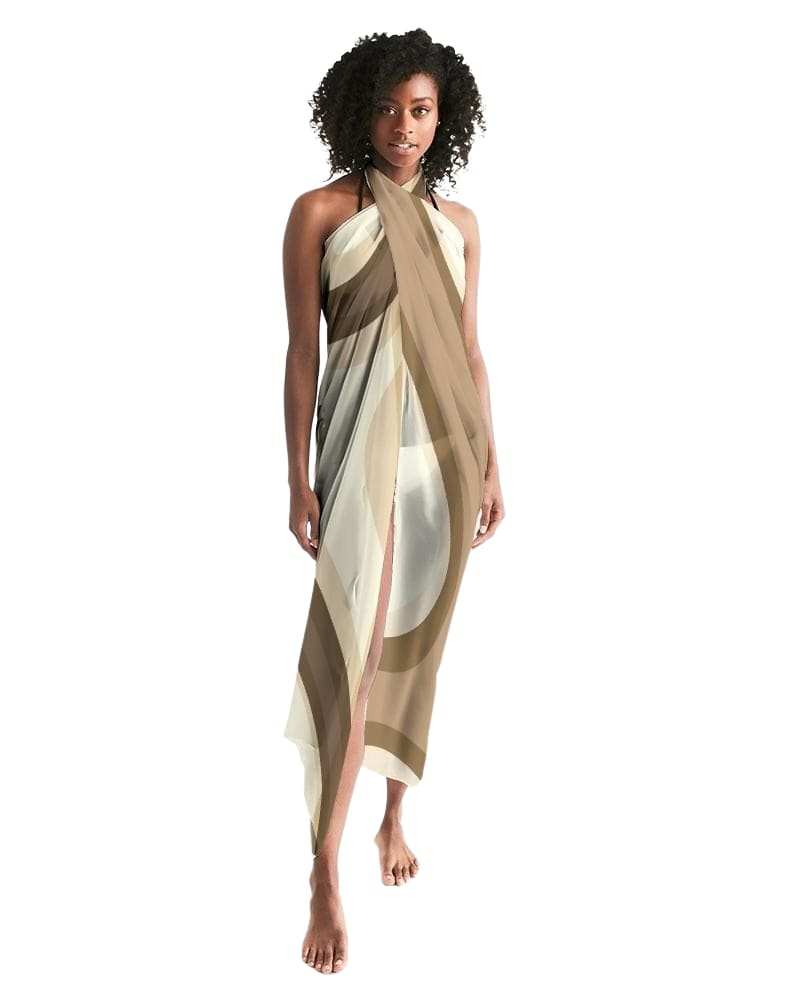 Sheer Sarong Swimsuit Cover Up Wrap / Brown Swirl