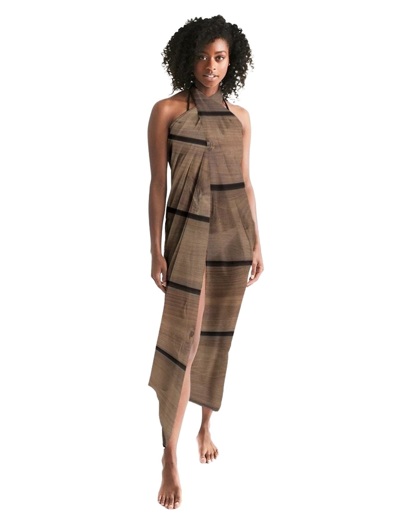 Sheer Sarong Swimsuit Cover Up Wrap / Brown Wood