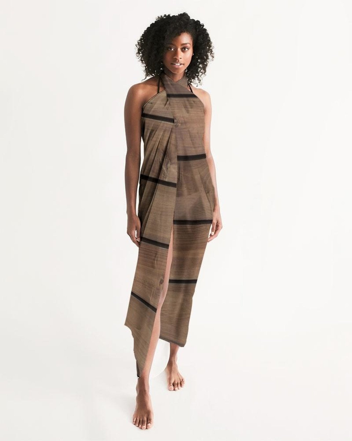 Buy Sheer Sarong Swimsuit Cover Up Wrap / Brown Wood by inQue.Style