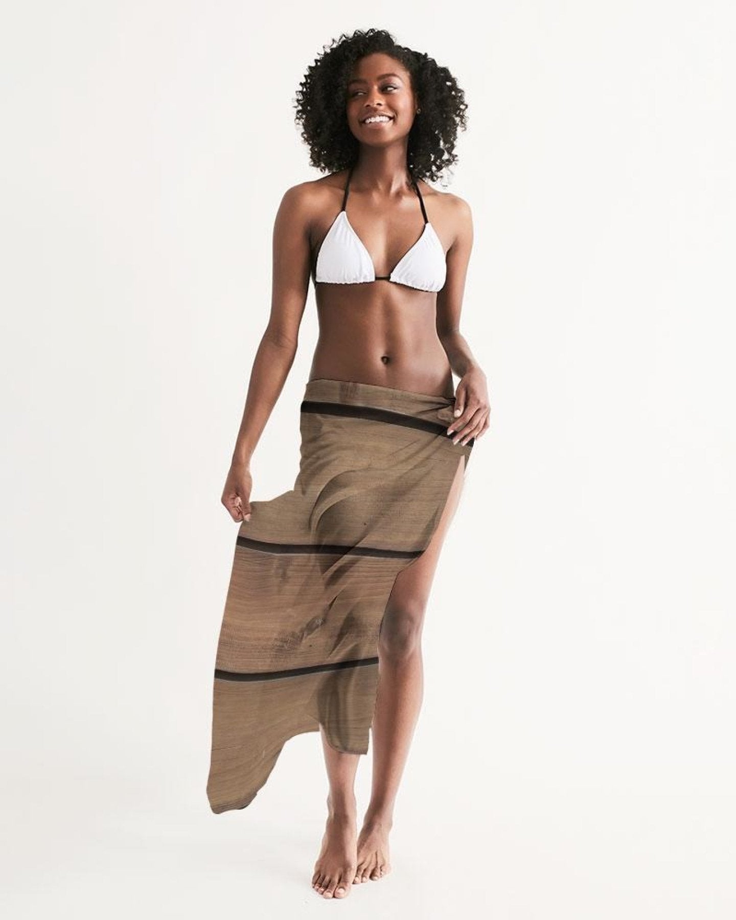 Buy Sheer Sarong Swimsuit Cover Up Wrap / Brown Wood by inQue.Style