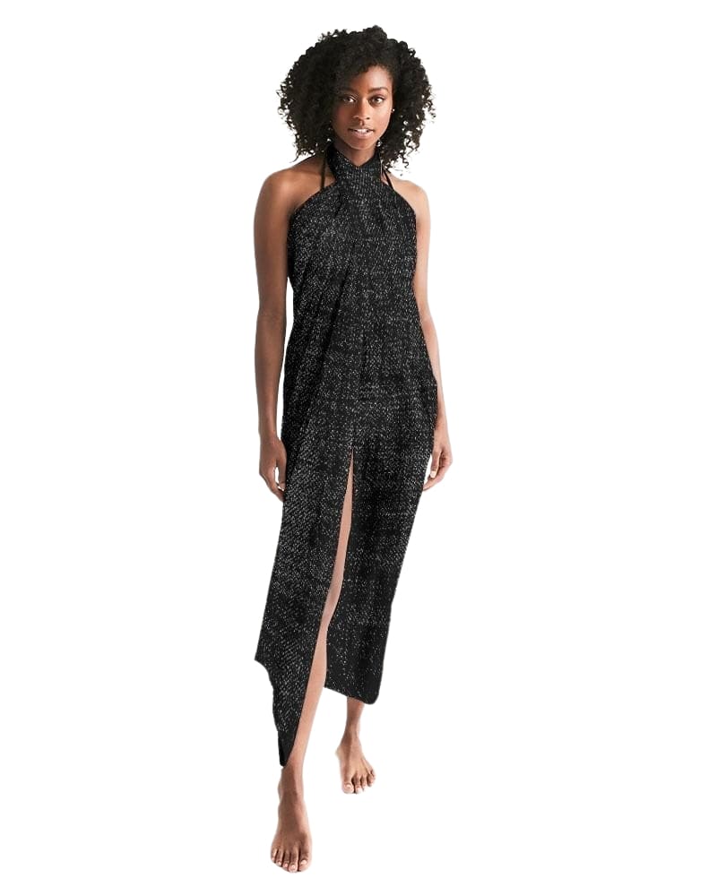 Sheer Sarong Swimsuit Cover Up Wrap / Distressed Black