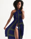 Buy Sheer Sarong Swimsuit Cover Up Wrap / Geometric Dark Blue and Green by inQue.Style