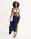 Buy Sheer Sarong Swimsuit Cover Up Wrap / Geometric Dark Blue and Green by inQue.Style