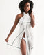 Buy Sheer Sarong Swimsuit Cover Up Wrap / Geometric White and Gray by inQue.Style