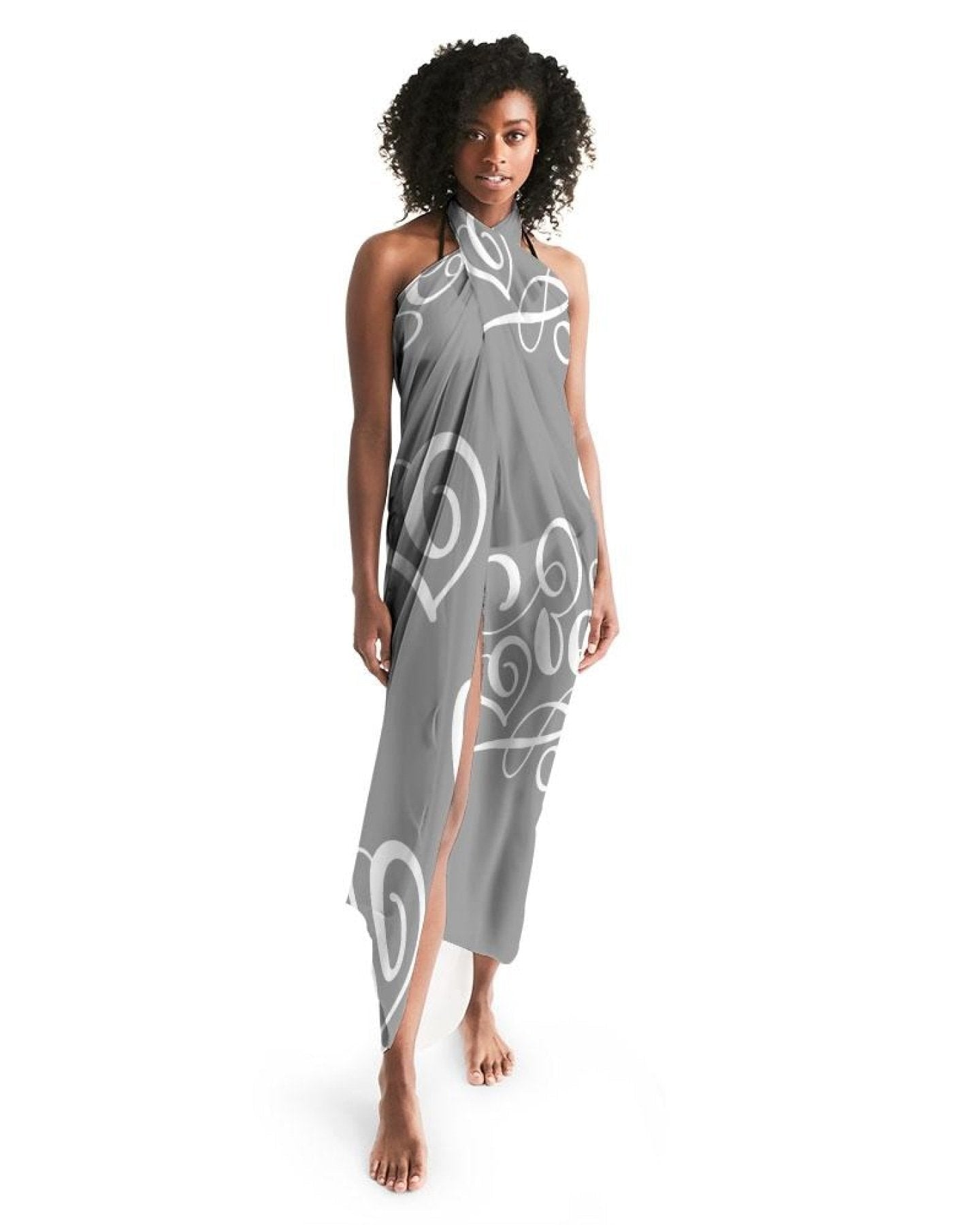 Sheer Sarong Swimsuit Cover Up Wrap / Love Grey