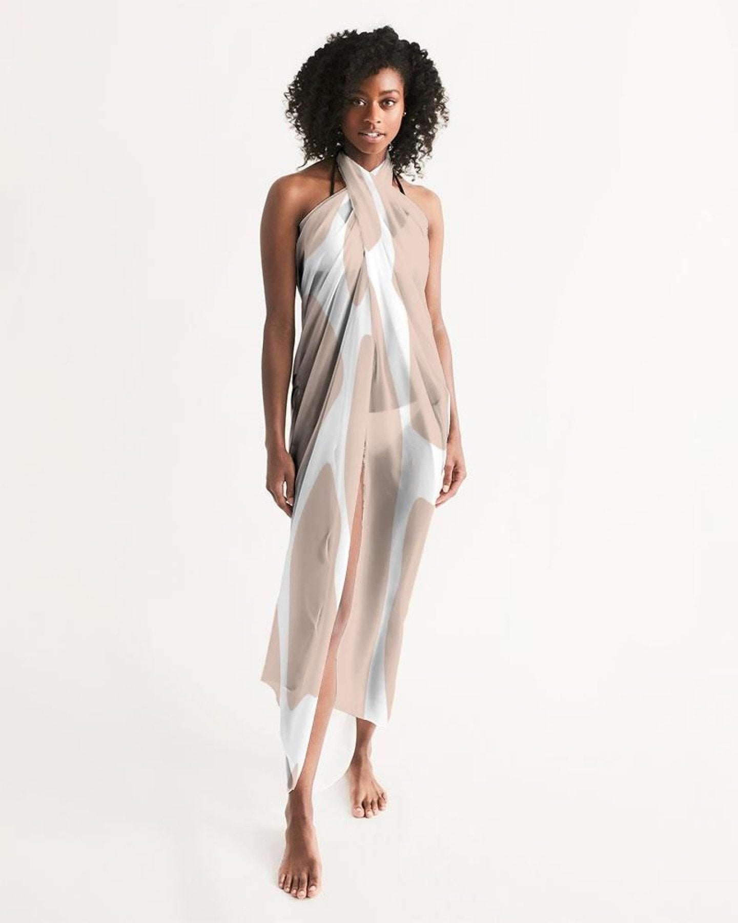Buy Sheer Sarong Swimsuit Cover Up Wrap / Peach Abstract by inQue.Style