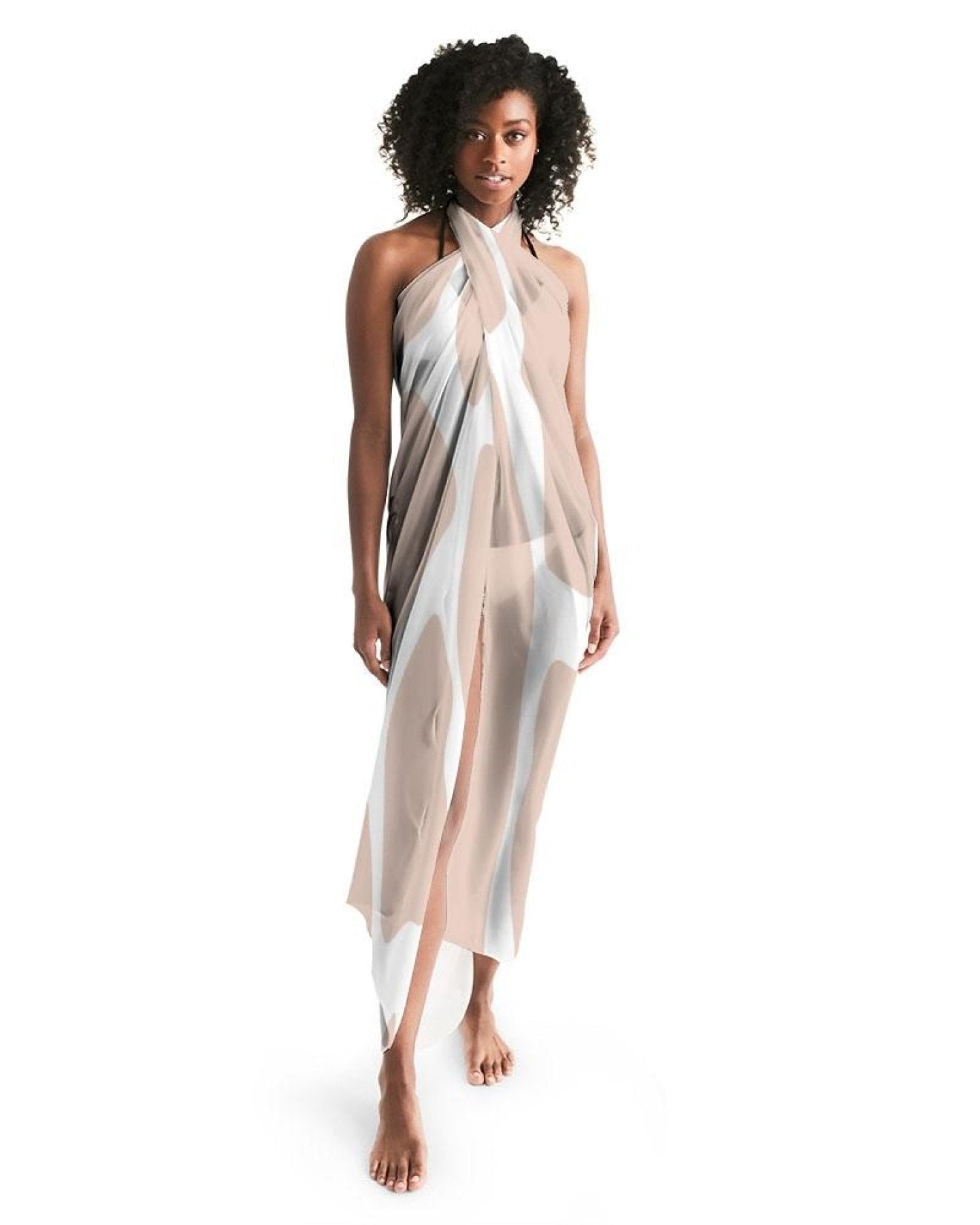 Sheer Sarong Swimsuit Cover Up Wrap / Peach Abstract