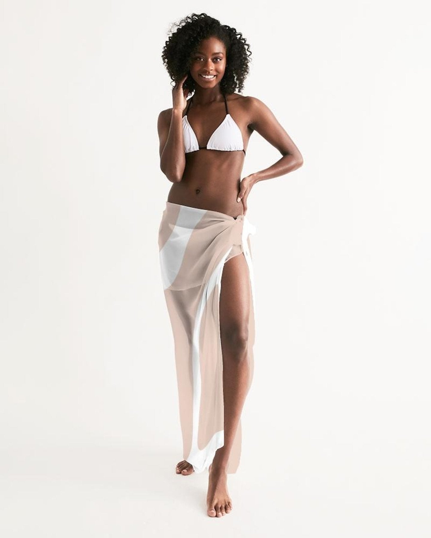 Buy Sheer Sarong Swimsuit Cover Up Wrap / Peach Abstract by inQue.Style